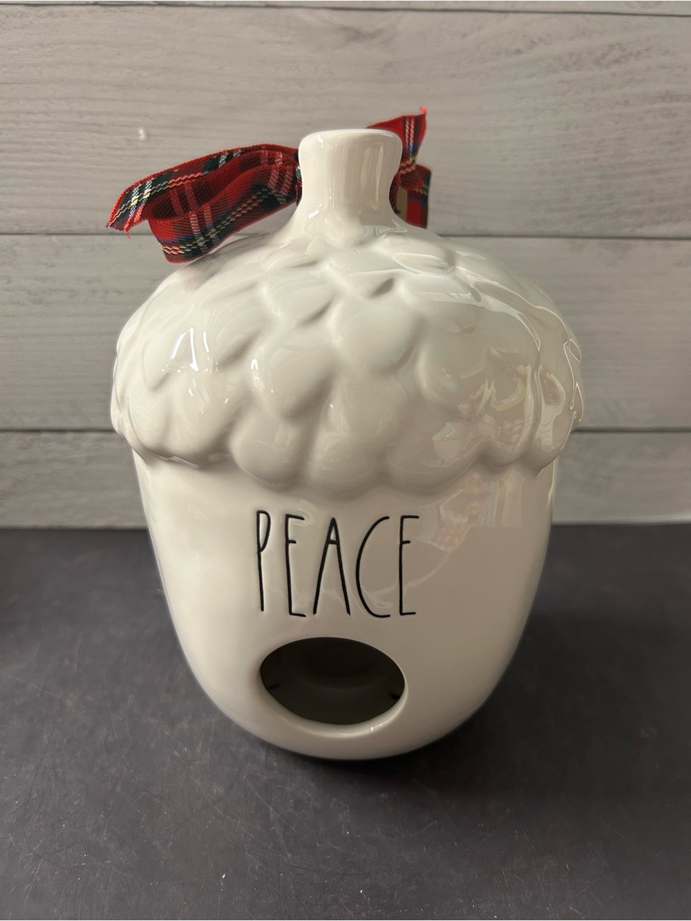 Rae Dunn White 'Peace' Acorn Birdhouse